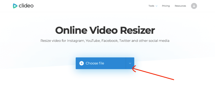 last opp video til Clideo Online Video Resizer