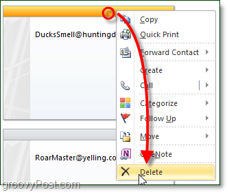 Slett eller slett kontakter som ikke er lagret i Outlook 2010 2007
