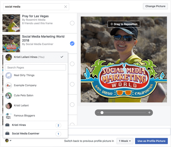 Facebook-rammer kan også brukes på profil- og sidebilder.
