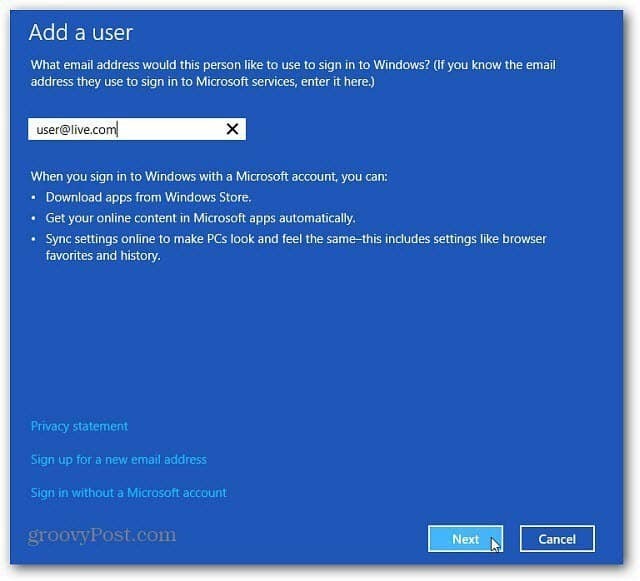 Hvordan legge til og administrere nye brukere i Windows 8
