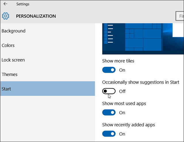 Startinnstillinger for Windows 10
