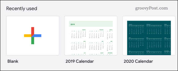 Velge en kalendermal i Google Sheets