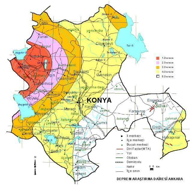 Konya jordskjelvrisikokart