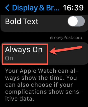Apple Watch alltid på innstillinger