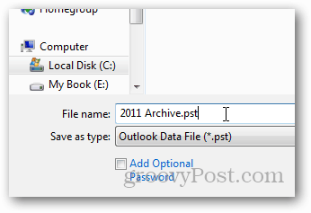 hvordan lage pst-fil for Outlook 2013 - navn pst