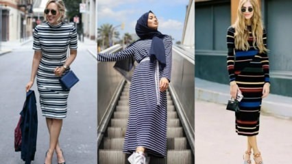 Hvordan kombineres horisontale stripete kjoler?