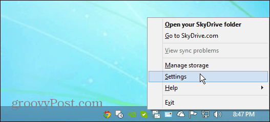 SkyDrive-innstillinger