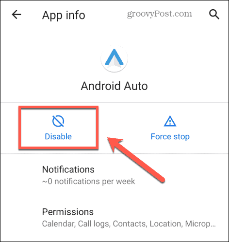 deaktiver android auto