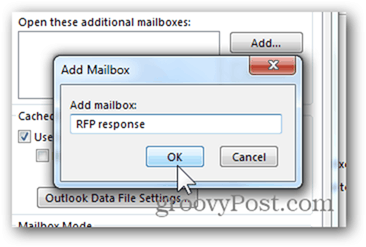 Legg til postkasse Outlook 2013 - Skriv inn postkassenavn Klikk OK