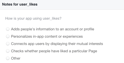 Forklar hvordan du vil bruke dataene du liker på Facebook du samler inn.