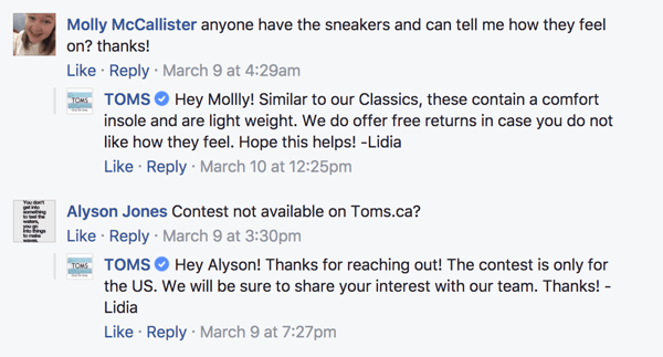 Når Facebook-fans legger igjen kommentarer til innleggene dine, må du svare på det.