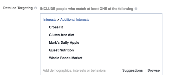 Bhu Foods Instagram-annonse retter seg mot mennesker basert på demografi, sidelikes og interesser.