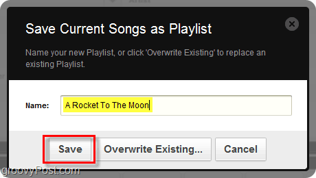 gi din Grooveshark-spilleliste navn