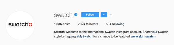 Swatch ber brukerne om å merke innleggene sine med #MySwatch for å få sjansen til å bli omtalt på deres Instagram-konto.