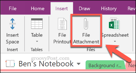 Sette inn et Excel-dokument som filvedlegg i OneNote