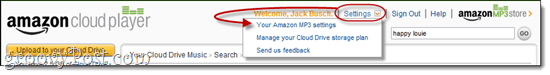 Amazon Cloud Player-innstillinger