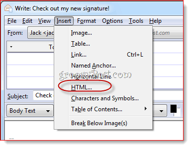 Lag HTML-signatur i Thunderbird`