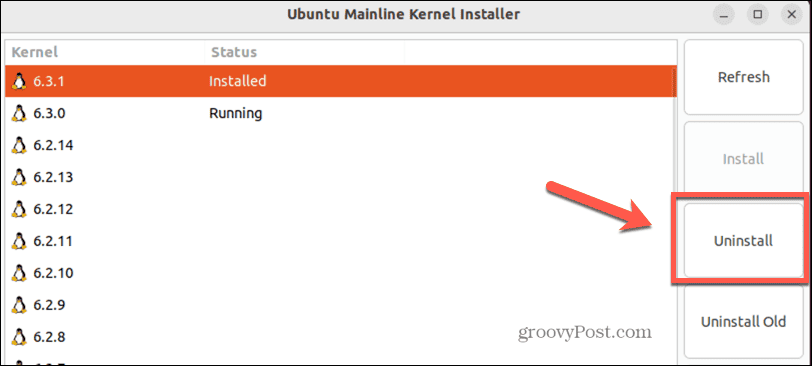 ubuntu avinstaller kjernen i hovedlinjen