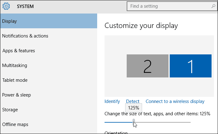 Innstillinger for tekststørrelse Windows 10