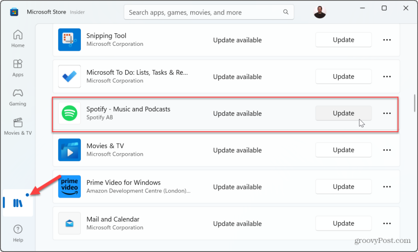 Oppdater Spotify på Windows