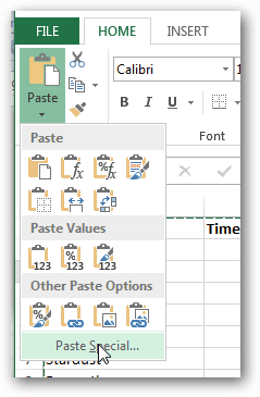 excel paste spesielle 2013