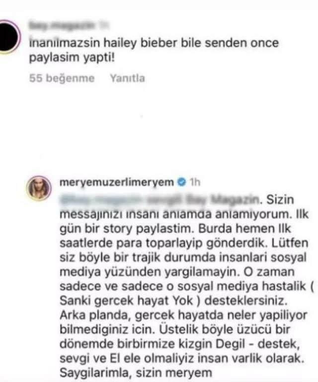 Meryem Uzerli reagerte på kritikken