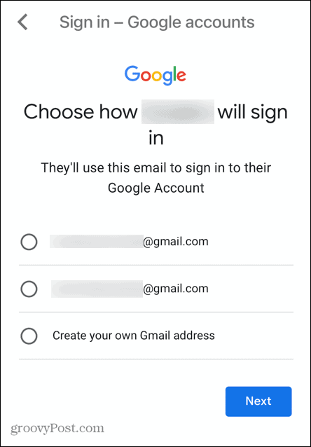 brukernavn for gmail-barnekonto