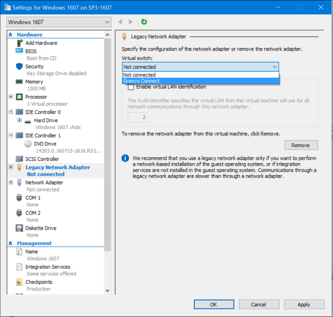 Del nettverkstilkoblingen din med Hyper-V i Windows 10