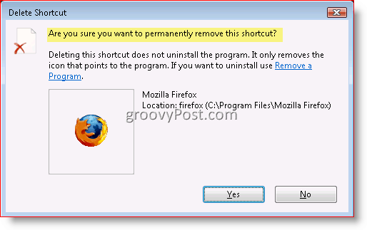 Slik deaktiverer du Slett bekreftelsesdialogboks for Windows 7, Vista og XP
