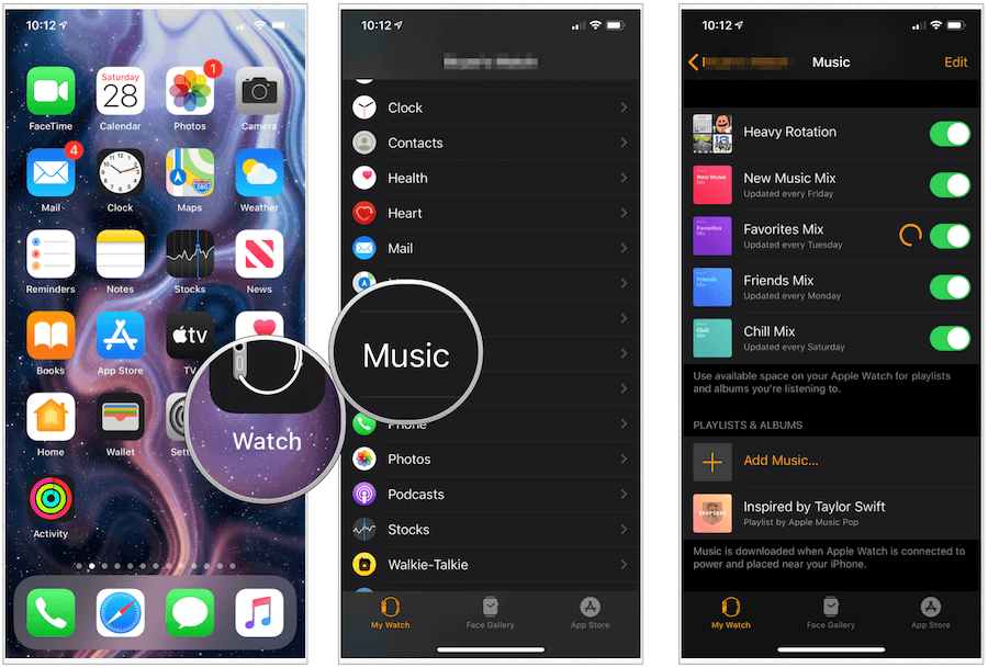 Apple Watch musikk-app