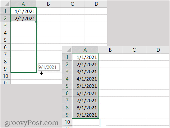 Excel AutoFyll datomønster