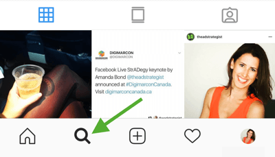 Hvordan du strategisk kan vokse din Instagram-følge, trinn 8, finne relevante hashtags, besøk Instagram Search & Explore-fanen