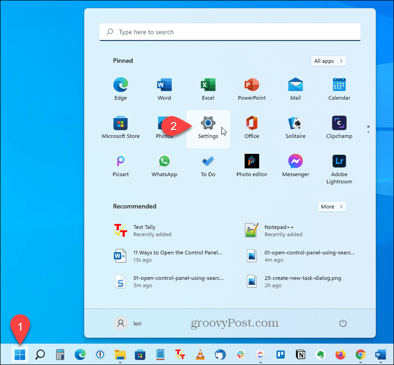 Åpne Innstillinger-appen i Windows 11