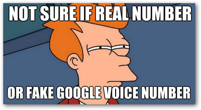 ikke sikker på om reelt nummer eller falske Google-stemmenummer