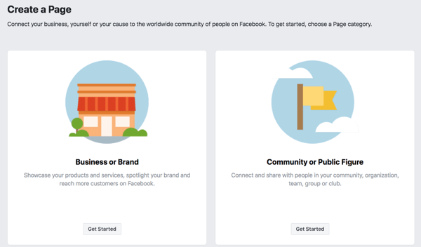 Trinn 1 for å opprette din Facebook-virksomhetsside.