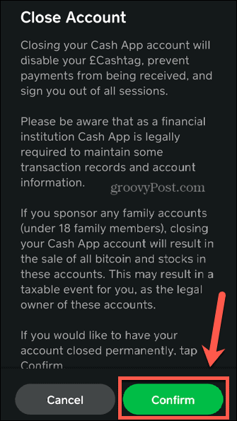cash app bekrefte sletting