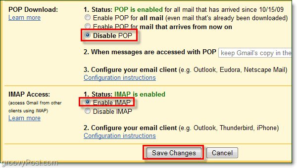Koble Gmail til Outlook 2010 ved hjelp av IMAP