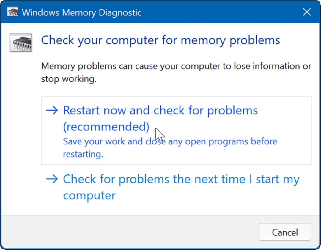 Windows minnediagnostikk