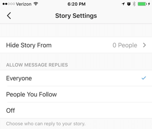 innstillinger for instagramhistorier