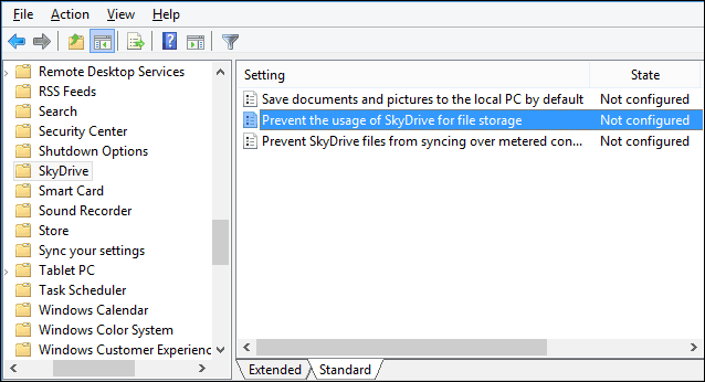 Hvordan skjule eller deaktivere SkyDrive / OneDrive i Windows 8.1