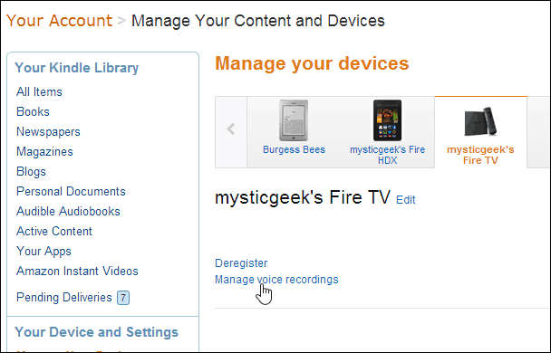 Slett Amazon Fire TV Remote Voice Recordings