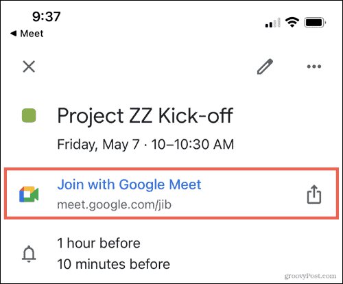 Google Meet-kobling