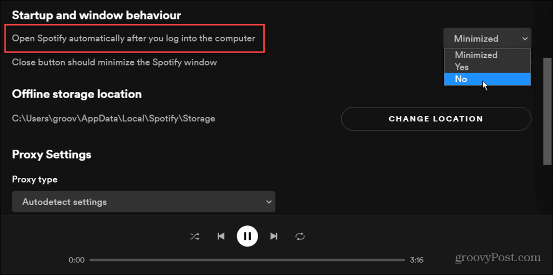 stoppe spotify fra å åpne ved oppstart