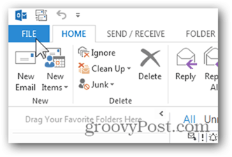 Legg til postkasse Outlook 2013 - Klikk på Fil