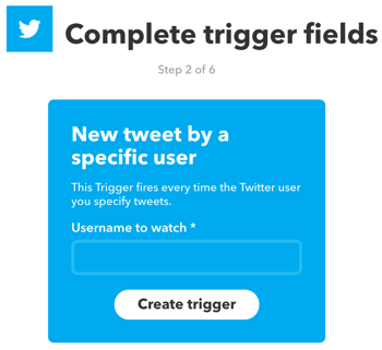 Sett opp en IFTTT-applet som utløses av en ny tweet fra en bestemt Twitter-bruker.