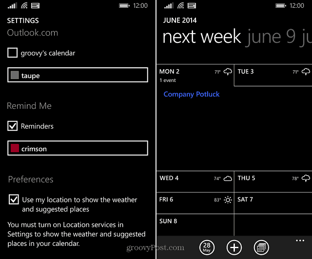 Windows Phone 81-kalender