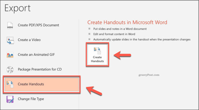 Knappen Opprett utdeling i PowerPoint