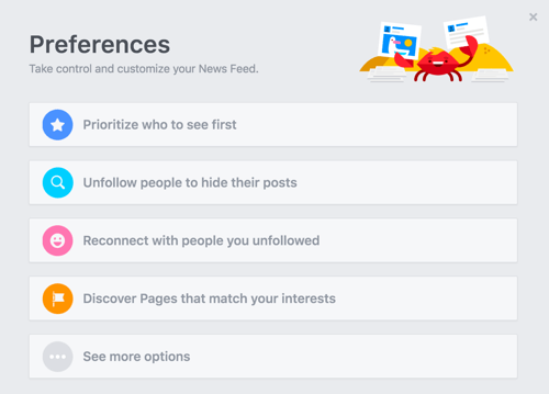 tilpasse innstillinger for facebook-nyhetsfeed
