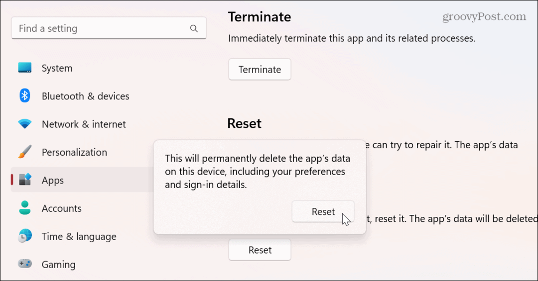 Tilbakestill Innstillinger-appen på Windows 11