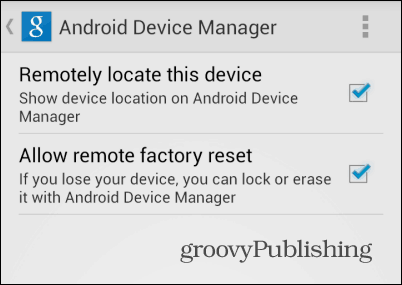 Innstillinger for Android Enhetsbehandling